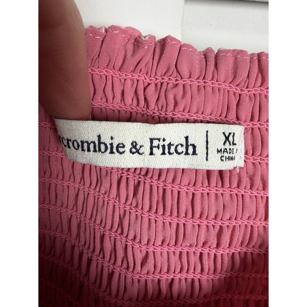 Abercrombie & Fitch Floral Boho Ruched Smocked Puff Sleeve Top Women's Size XL - Picture 2 of 9